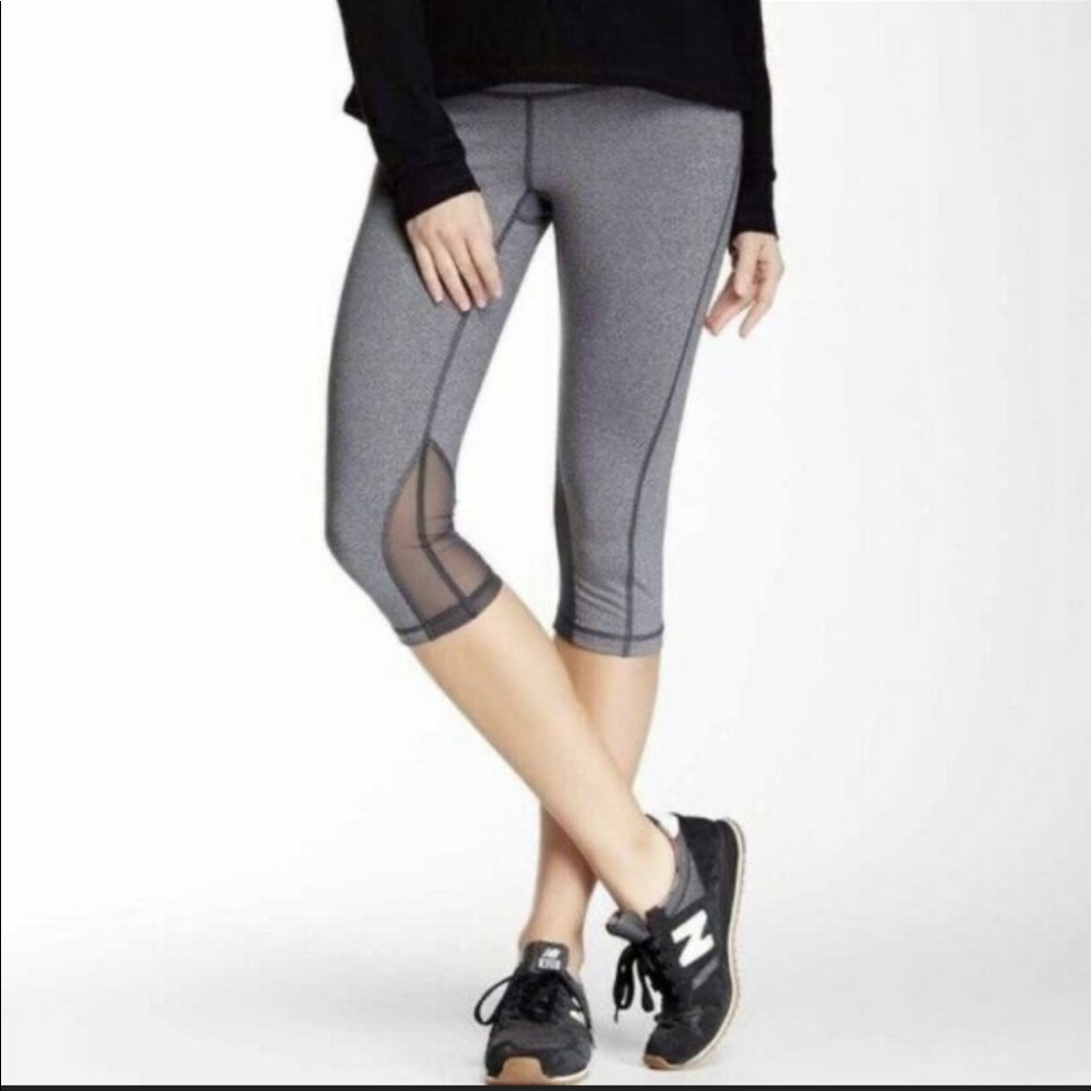 Zella grey Capri leggings w/ peekaboo calf pannel